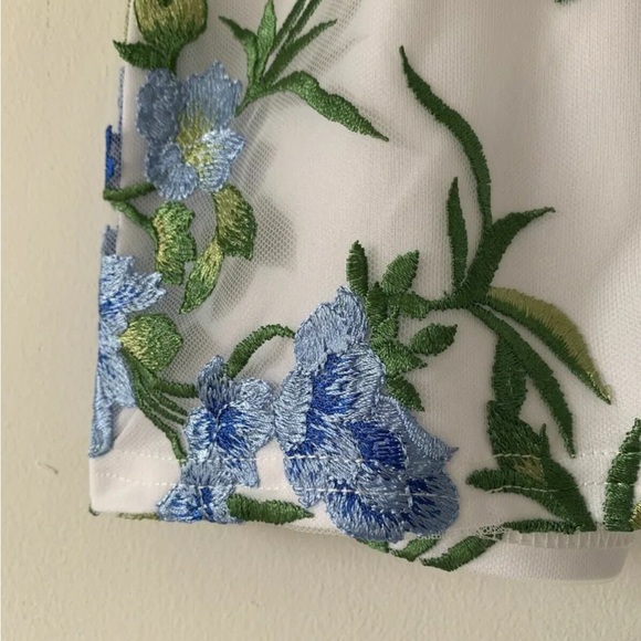 Missguided Shorts Floral Mesh Embroidered White Sizes 6 8 10 High Waisted shorts - Picture 3 of 7